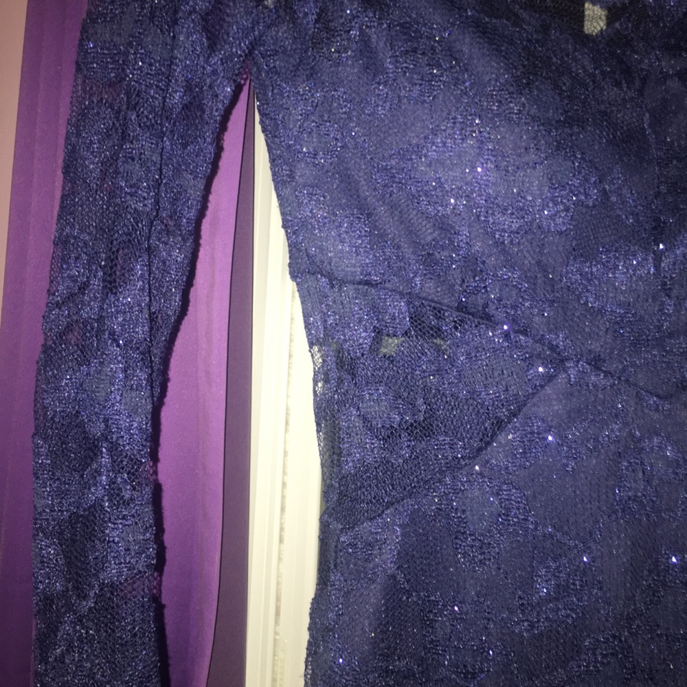 B Darlin sparkly blue lace body con dress